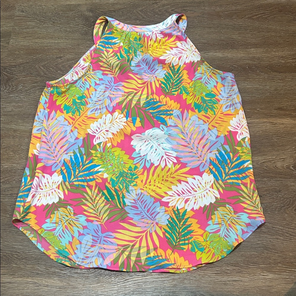 Rose & Olive Vibrant Leaf Print Blouse - Picture 6 of 7